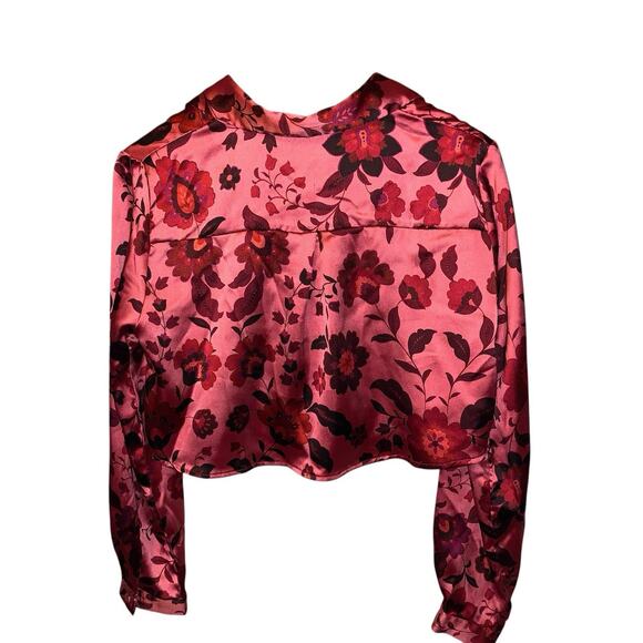 House Of Harlow 1960 Blouse Crop Top Pink Flowers sz small - Picture 2 of 7